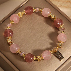 Crystalvana handcrafted crystal jewelry - Strawberry Quartz Crystal Bracelet | Lov