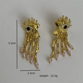 Vintage Eye Tree Leaf Dangle Earrings Oil Drop Tassel Earrings Bohemian Gothic