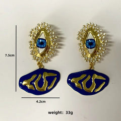 Vintage Eye Tree Leaf Dangle Earrings Oil Drop Tassel Earrings Bohemian Gothic