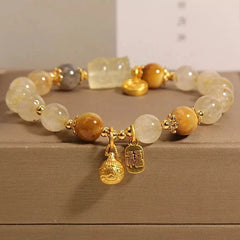 Natural Tiger Eye Bracelet Wealth Beast Charm Pendant New Chinese Style Crystal Bracelet