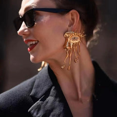 Vintage Eye Tree Leaf Dangle Earrings Oil Drop Tassel Earrings Bohemian Gothic