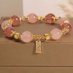 Crystalvana handcrafted crystal jewelry - Strawberry Quartz Crystal Bracelet | Lov