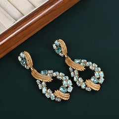 Chinese Vintage K9 Crystal Gold Plated Earrings Baroque Dangle Earrings Light Luxury