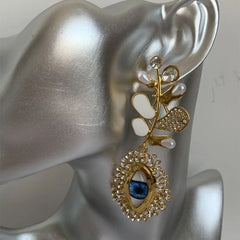 Vintage Eye Tree Leaf Dangle Earrings Oil Drop Tassel Earrings Bohemian Gothic