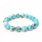 Bright Turquoise crystal bracelet with sterling silver rings - handcrafted healing jewelry by Crystalvana