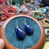 Natural Lapis Lazuli 18x25mm Teardrop 16mm Heart Earrings 14K Gold Plated Dangle Earrings