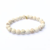 White Turquoise crystal bracelet with matte white beads - handcrafted healing jewelry by Crystalvana