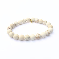White Turquoise crystal bracelet with matte white beads - handcrafted healing jewelry by Crystalvana