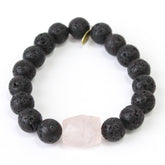 Rose Quartz and Lava Stone fertility bracelet - handcrafted healing jewelry by Crystalvana