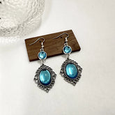 New Chinese Style Blue Tassel Earrings No Piercing Needed Clip On Earrings