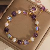 Crystalvana handcrafted crystal jewelry - Freshwater Pearl Amethyst Bracelet | Sun