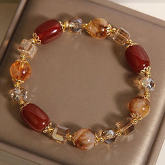 Crystalvana handcrafted crystal jewelry - Yellow Crystal Red Agate Bracelet | Weal