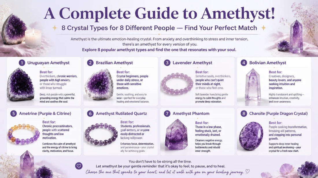 8 types of Amethyst crystals — Uruguayan lavender and chevron amethyst varieties guide | Crystalvana