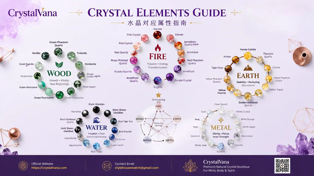 5 element crystals for balance guide earth water fire metal and wood stones for harmony | Crystalvana