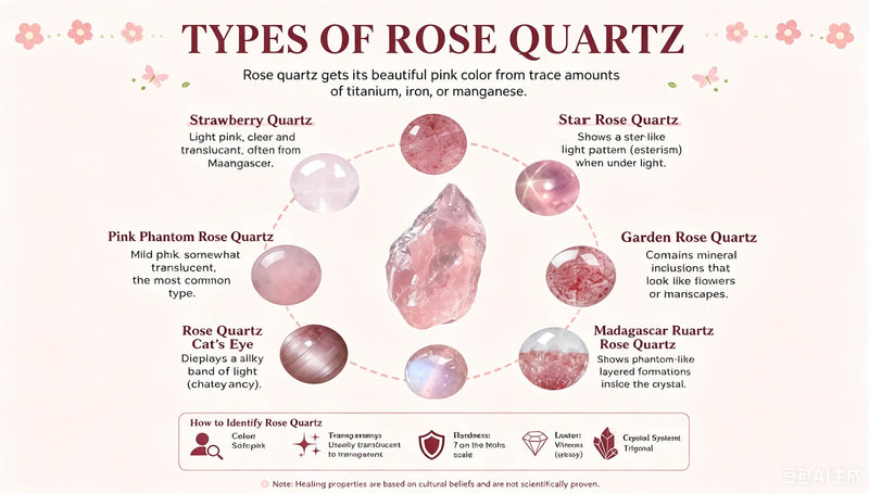Rose Quartz crystals complete guide - meaning healing properties and uses for love and emotional balance | Crystalvana