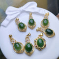 Natural Jade Gold Inlay Pendant - Crystalvana