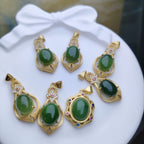 Natural Jade Gold Inlay Pendant Detail - Crystalvana