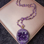Close-up detail of amethyst jewelry set beads — crystal jewelry gift set for healing and wellness by Crystalvana
