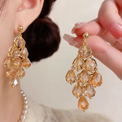 Crystalvana handcrafted crystal jewelry - Long Crystal Tassel Drop Earrings | Bohe