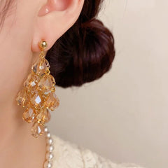 Crystalvana handcrafted crystal jewelry - Long Crystal Tassel Drop Earrings | Bohe
