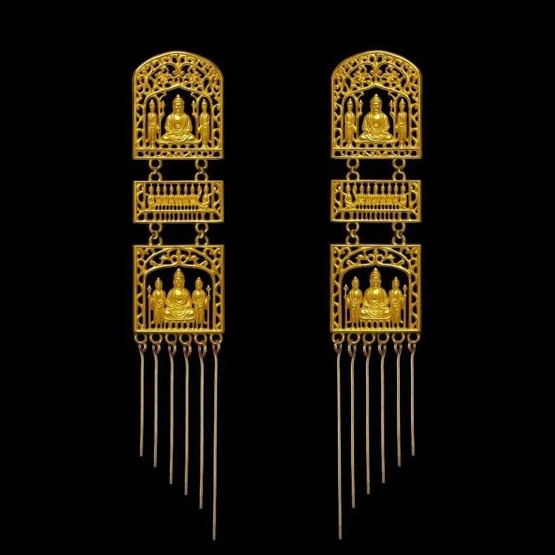 Chinese Vintage Crystal earrings on display with natural lighting — natural crystal earrings for positive energy