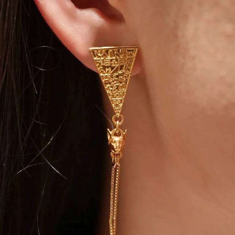 Egyptian Crystal earrings on display with natural lighting — natural crystal earrings for positive energy by Crystalvana