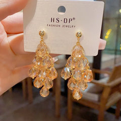Crystalvana handcrafted crystal jewelry - Long Crystal Tassel Drop Earrings | Bohe
