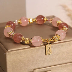 Crystalvana handcrafted crystal jewelry - Strawberry Quartz Crystal Bracelet | Lov