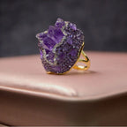 Side angle view of amethyst jewelry set — crystal jewelry gift set for healing and wellness by Crystalvana