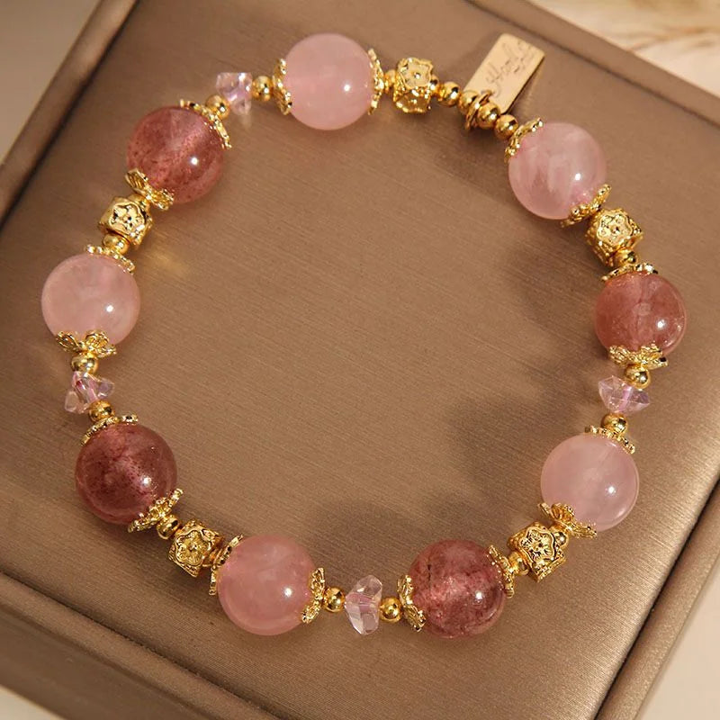 Crystalvana handcrafted crystal jewelry - Strawberry Quartz Crystal Bracelet | Lov