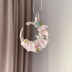 Side angle view of raw crystal necklace — handcrafted crystal necklace for positive energy by Crystalvana