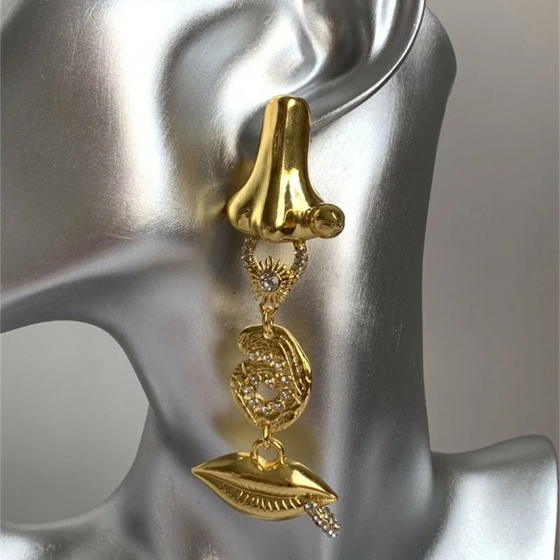 Vintage Eye Tree Leaf Dangle Earrings Oil Drop Tassel Earrings Bohemian Gothic