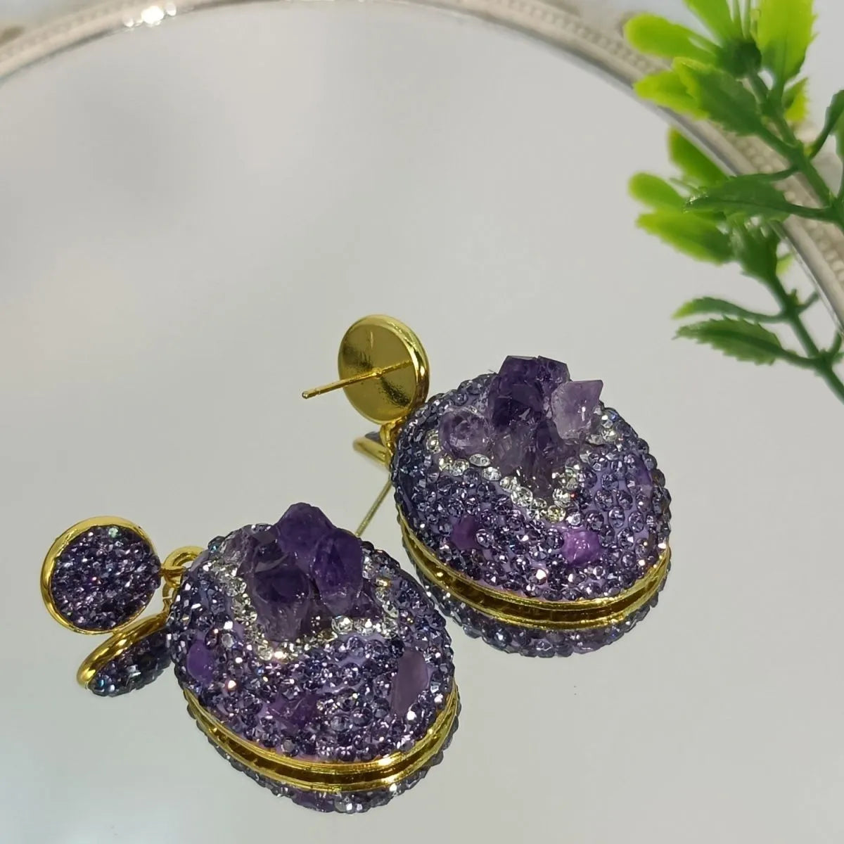 Amethyst jewelry set in gift packaging — crystal jewelry gift set for healing and wellness by Crystalvana
