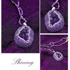 Amethyst jewelry set styled on model wrist — crystal jewelry gift set for healing and wellness by Crystalvana
