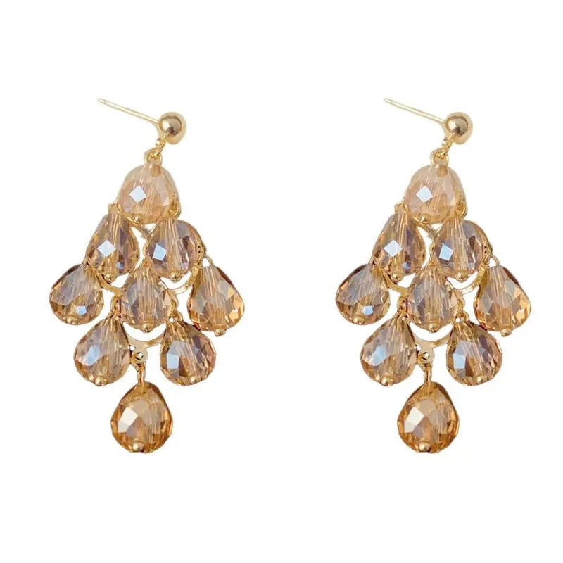 Crystalvana handcrafted crystal jewelry - Long Crystal Tassel Drop Earrings | Bohe