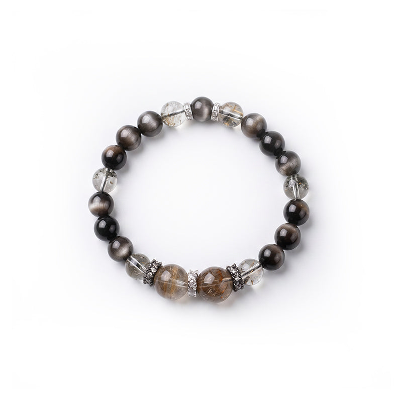 Tiger's Eye & Golden Rutilated Quartz Bracelet — Vision · Courage · Leadership | Crystalvana