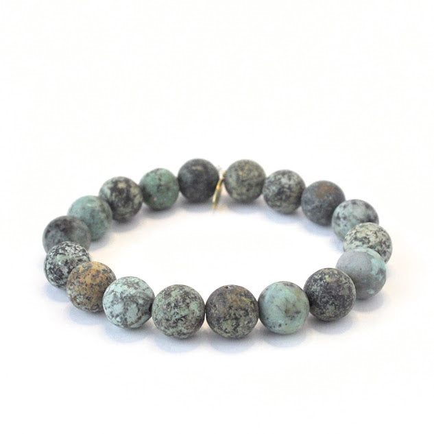 African Turquoise crystal bracelet with green-blue matte beads - healing jewelry by Crystalvana