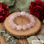 Natural Pink Quartz Gold Rutile 14mm Bracelet - Crystalvana