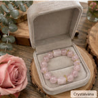 Natural Pink Quartz Gold Rutile 14mm Bracelet - Crystalvana