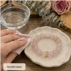 Natural Pink Quartz Gold Rutile 14mm Bracelet - Crystalvana