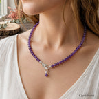 Amethyst crystal pendant close-up - handcrafted gemstone necklace for spiritual growth