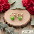 Natural Jade Imperial Green 10mm Donut Earrings - Crystalvana