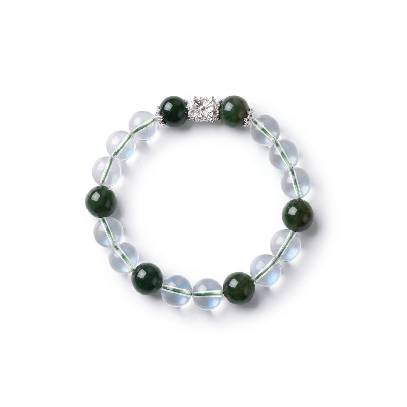 Spring Veil — Green & White Crystal Bracelet | Crystalvana