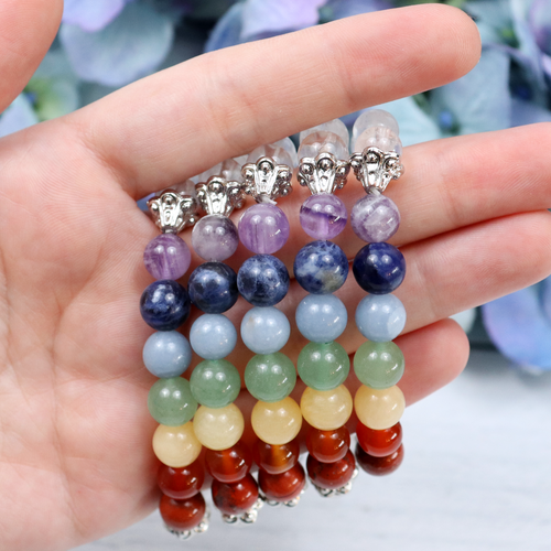 Close-up of natural Seven Stones beads showing colour and pattern