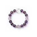 Natural Amethyst & Clear Quartz Bracelet for Intuition & Stress Relief - Beaded  | Crystalvana