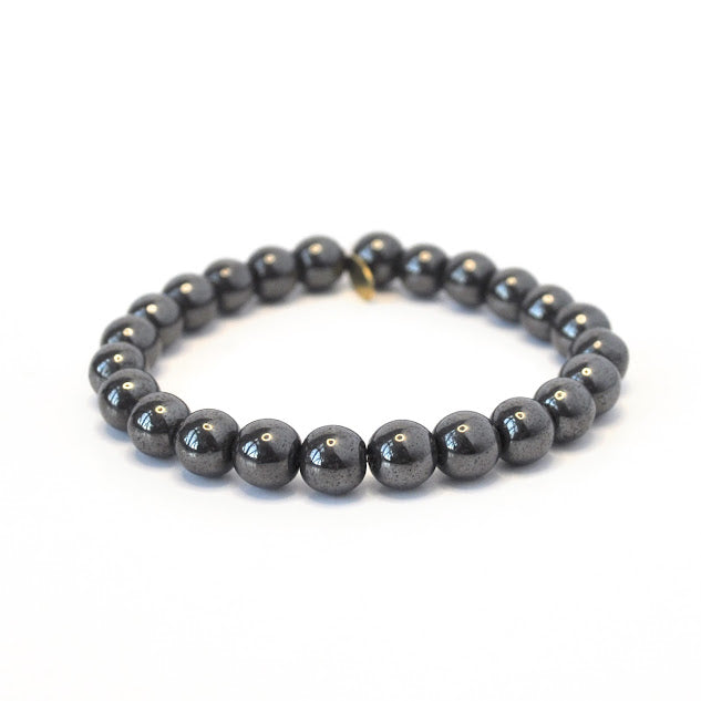 Hematite crystal bracelet with gunmetal finish - grounding healing jewelry by Crystalvana