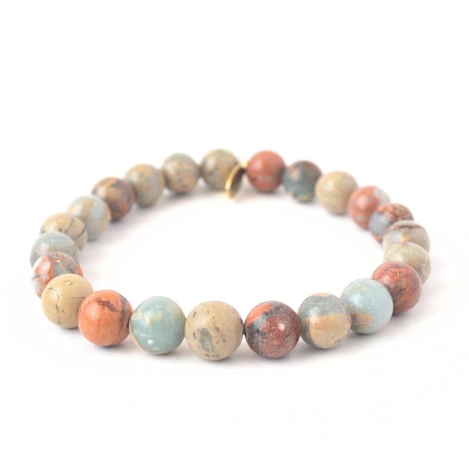 Imperial Jasper crystal bracelet with earthy multicolor beads - healing jewelry by Crystalvana