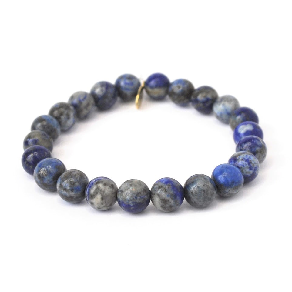 Lapis Lazuli Mother Ocean crystal bracelet with gold pyrite flecks - handcrafted healing jewelry by Crystalvana