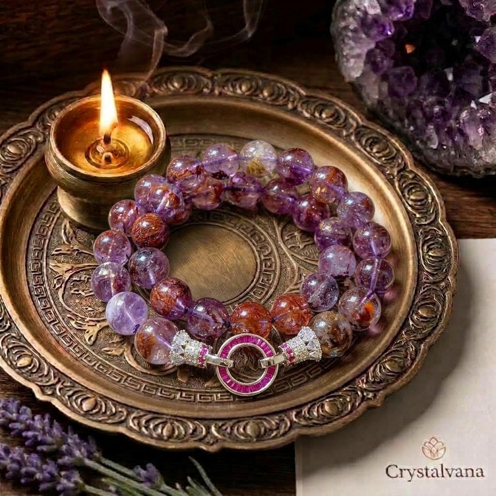 Premium purple phantom quartz necklace - Crystalvana