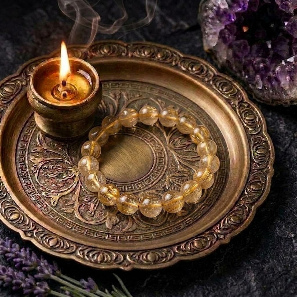 Rutilated quartz bracelet with golden rutile needles - Crystalvana